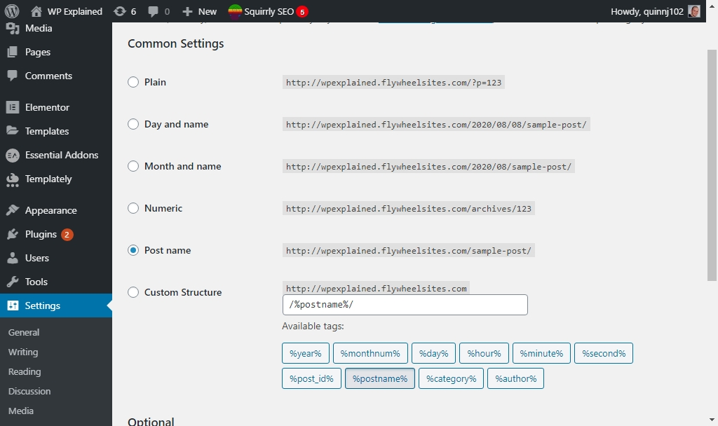 changing your permalinks