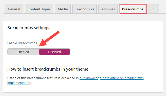 yoast seo breadcrumbs settings panel