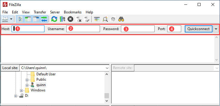 login to filezilla and connect via ftp