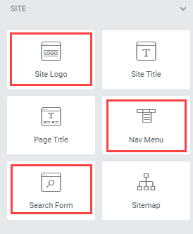 Elementor header elements