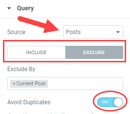 related posts query settings 