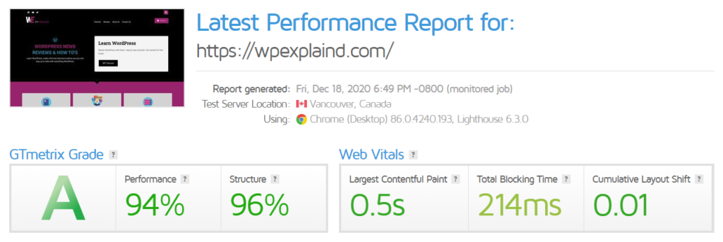 Speed up WordPress with GT Metrix performance reports
