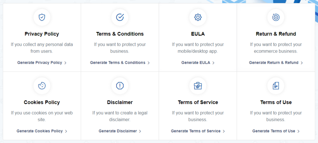 Termsfeed legal page generator 