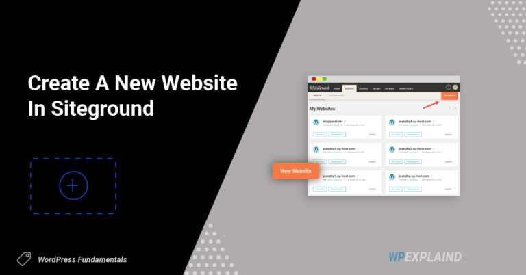 create a new website in Siteground