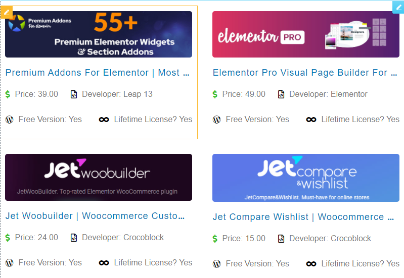 jet engine listing widget used in the post archive template