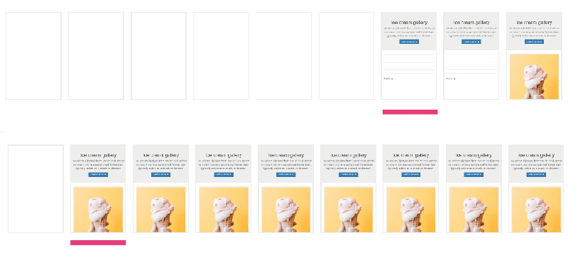 filmstrip comparison of a site loading without critical css on top and with critical css on bottom